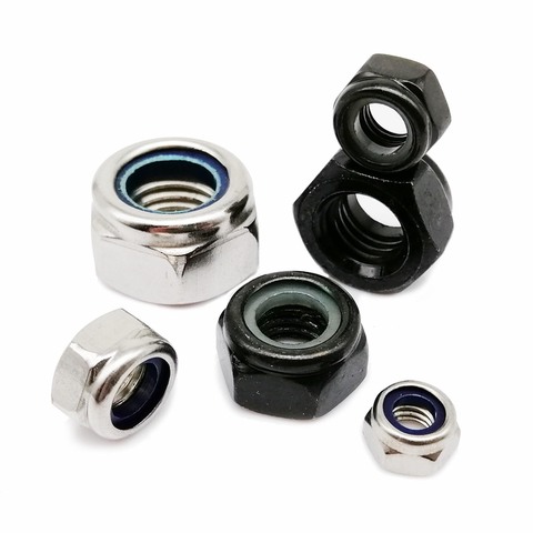 2/25X M2 M2.5 M3 M4 M5 M6 M8 M10 M12 M14 M16 304 Stainless Steel Or Black Hex Nylon Insert Lock Nut Hexagon Self-locking Locknut ► Photo 1/6