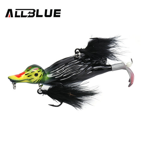 ALLBLUE 3D STUPID DUCK Topwater Floating Fishing Lure Popper Artificial Bait Plopping and Splashing Feet Hard Pike Tackle ► Photo 1/6