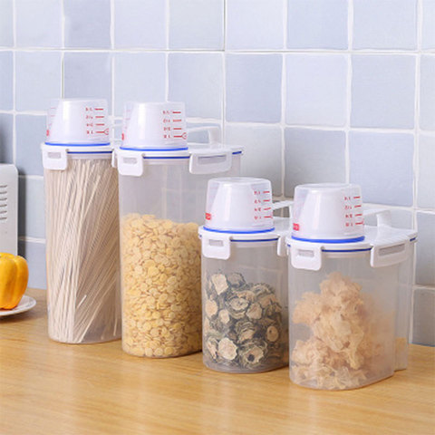PP Food Storage Box Plastic Clear Container Set with Pour Lids Kitchen Storage Bottles Jars Dried Grains Tank 1.9L-2.5L -3L ► Photo 1/6