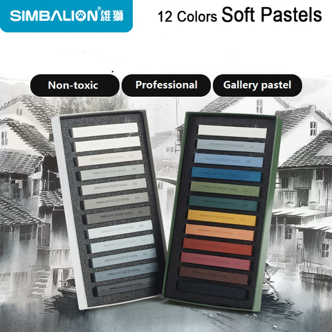 Simbalion 12 Colors Gallery soft Pastel Sketch/Fluorescent/Life & Nature tones drawing supplies ► Photo 1/1