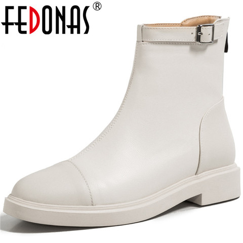 FEDONAS Zipper Female Ankle Boots Zipper Hot Sale Concise Designer Thick Heels Shoes Woman Heels 2022 Winter Working Boots Boots ► Photo 1/6