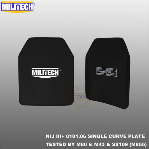 MILITECH SAPI & 10x12 Bulletproof Plate NIJ III+ /NIJ 0101.07 RF2 Alumina&PE Stand Alone Two PCs Ballistic Panel AK47&SS109&M80 ► Photo 1/6