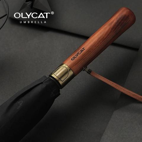 Olycat Big Umbrella Rain Women Wooden Handle Automatic Umbrella Men Business Windproof 8K Double Layer Golf Sun Umbrella Large ► Photo 1/6