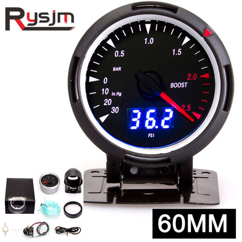 60mm Car Turbo Boost Gauge -30~2.5 BAR PSI Indicator Control Panel White Lighting Black Face Auto Car Meter + Gauges Holder ► Photo 1/6