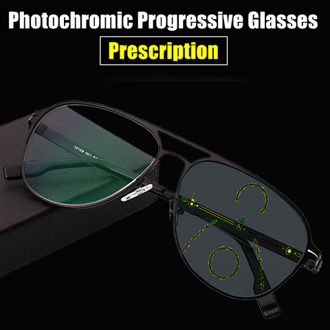 Finished Multifocal Reading Glasses Men Progressive Photochromic Presbyopia Glasses Black Metal Frame Metal Ultra Light Gafas ► Photo 1/6