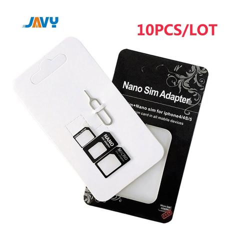 10 Set 4 In 1 Nano Micro Mini Standard SIM Card Adapter Kit Set Adapter Tools ► Photo 1/5