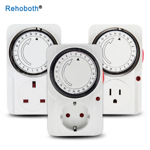 24 Hour Cycle EU AU US Timer Plug Socket Outlet Electrical Mechanical Smart Timer Switch 22A 15 Minutes Min Setting ► Photo 1/6