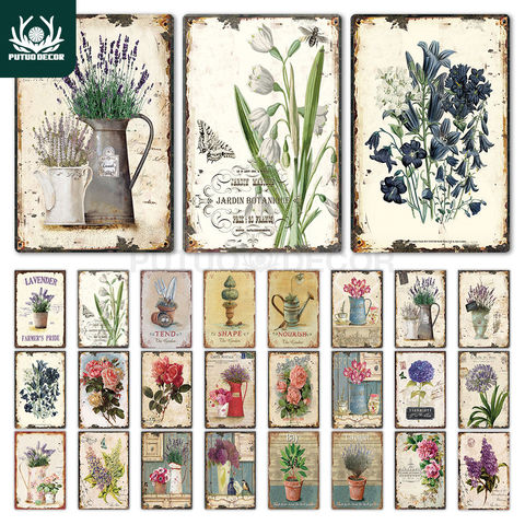 Flower Vintage Tin Sign Home Decor Retro Metal Sign Shabby Chic Wall Decor for Kitchen Living Room Dining Room Metal Plate ► Photo 1/6