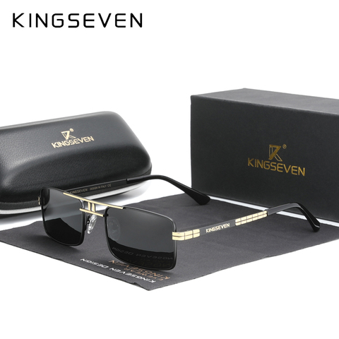 New Arrived KINGSEVEN Polarized Sunglasses Stainless Steel Vintage Frame Brand Rectangle Design Driving Fishing Sun glasses N760 ► Photo 1/6