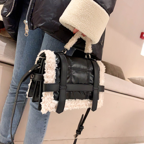 fashion lambswool quilted women handbags design brand shoulder bags luxury pu leather space padded crossbody messenger bag 2022 ► Photo 1/6