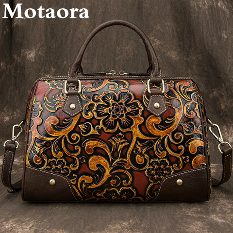 Motaora Women's Bag Female Luxury Bag Genuine Leather Retro Hand Bags For Women Handmade Embossing Shoulder&Crossbody Bags 2022 ► Photo 1/1
