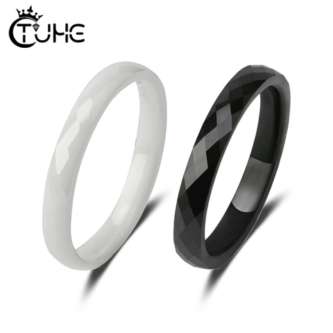 3MM Black White Ceramic Rings Smooth Cut Surface Healthy Ceramic Jewelry For Women Men Simple Design Fashion Jewelry Ring Gifts ► Photo 1/6