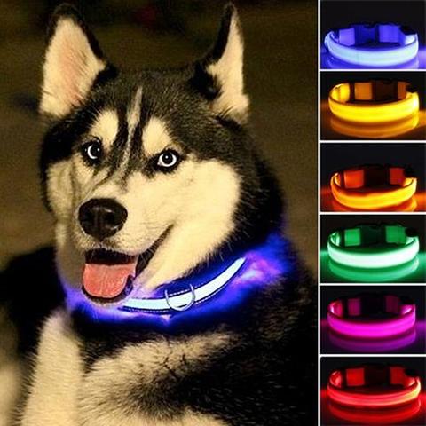 Nylon LED Glow Pet Dog Collar Pendant Night Safety Flashing Cat Dog Neck Collar Leash Luminous Adjustable Collar For Dog Walking ► Photo 1/6