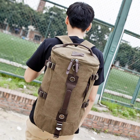 Men Travel Backpack Bag Large Capacity Cylinder Bag Canvas Duffel backpack Suitcase Roulette Travel Bag ► Photo 1/3