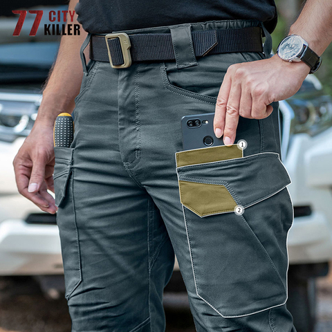 Men Cargo Pants Multi-pocket Military Tactical Joggers Cotton Male