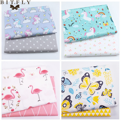 2Pcs Unicorn Cartoon Twill Printed 100% Cotton Fabric For Baby Sewing Quilting Fat Quarters Child DIY Patchwork Fabric 50x50cm ► Photo 1/6