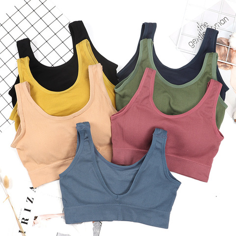 Women Tank Crop Top Seamless Sport Camisole Underwear Push Up Bra Sports Sleeveless Tops 2022 ► Photo 1/6