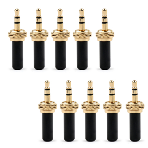 Artudatech 4Pcs/ 10Pcs Special Mini 3.5mm Screw Lock Stereo Jack Plug Gold Plated For Sennheiser Black Connector Parts ► Photo 1/6