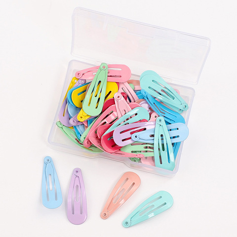 50 Pcs Mix-Color 3cm Baby Girls Snap Hair Clips No Slip Metal Hair Barrettes Hair Pins Kids Hair Accessorie ► Photo 1/6