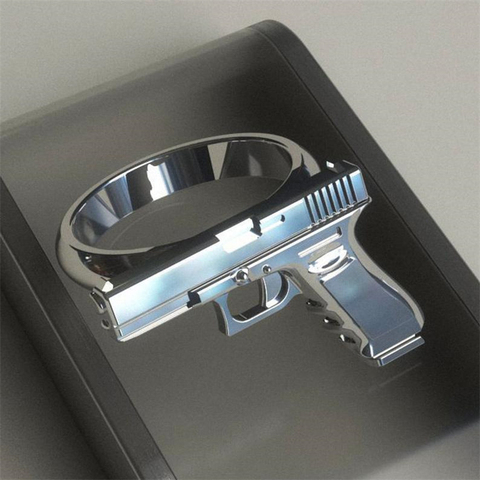 Exquisite  Gun Imitation Ring alloy Gun Ring Polishing Motorcycle Cowboy Biker Punk Men Women Cool Ring ► Photo 1/4