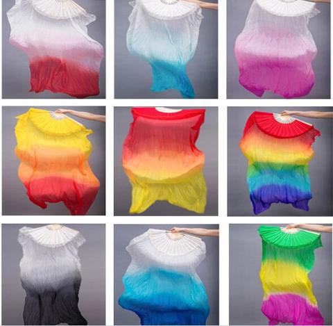 Hot Sell Cheap Kids Women Belly Dancing Fan Veils 1 Pair Gradient Color Dancer Practice Long Fan Props 120cm/150cm/180cm ► Photo 1/6