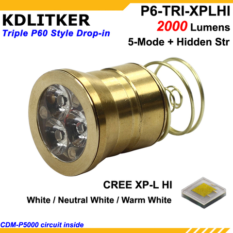 KDLITKER P6-TRI Triple Cree XP-L HI 2000 Lumens 3V - 9V 6-Mode P60 Drop-in Module (Dia. 26.5mm) ► Photo 1/6