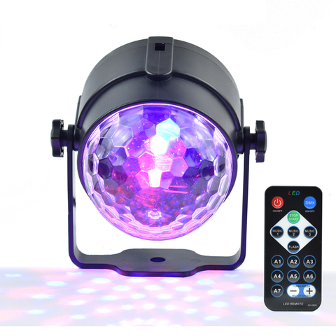 LEDSONLINE Mini RGB 3W Crystal Magic Ball Led Stage Lamp DJ Disco Laser Party Lights Sound IR Remote Control Christmas Projector ► Photo 1/6