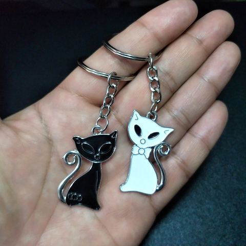 1 Pair Couple Cat Keychain Charm for Bag Cute Anime Key Chain For Women Best Friend Car Keyring Lovely Jewelry Child Gifts 2022 ► Photo 1/6