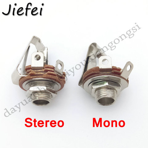 3Pcs 2 Pole Mono / 3 Pole Stereo Plug jack with Switch Audio Female Connector 6.35mm 6.3mm 1/4