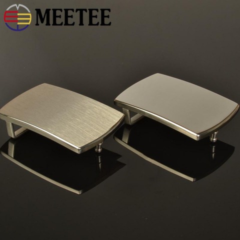 Meetee 40MM Pure Stainless Steel Smooth Belt Buckles Canvas Belts for Men Leisure DIY Leather Craft Jeans Accessories AP365 ► Photo 1/6