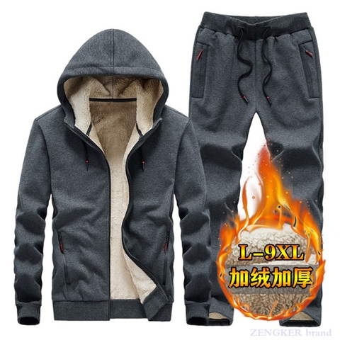 Thickening Sports Suit Men's Winter Suit Plus Size  Two Piece Set 9xl Tracksuit Men Clothes Set  sweatpants and hoodie set ► Photo 1/6