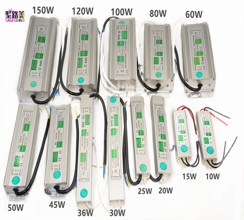 AC110V-220V to DC12V Power Supply 10W 20W 30W 50W 80W 100W IP67 Waterproof 24V LED Transformer Electronic Aluminum alloy Driver ► Photo 1/6