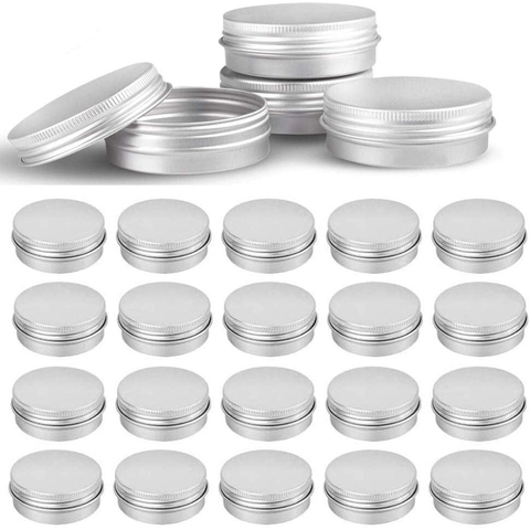 10Pcs 5g 10g 15g 20g 30g 50g Empty Silver Aluminum Tins Cans Screw Top Round Candle Spice Tins Cans with Screw Lid Containers ► Photo 1/6