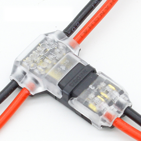 5/10Pcs/lot 2 Pin 2 Way 300v 10a Universal Compact Wire Wiring Connector T SHAPE Conductor Terminal Block With Lever AWG 18-24 ► Photo 1/6