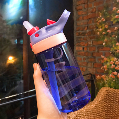 480ml Children Kids BPA Free Drinking Cup Water Bottle with Straws Leak  Proof