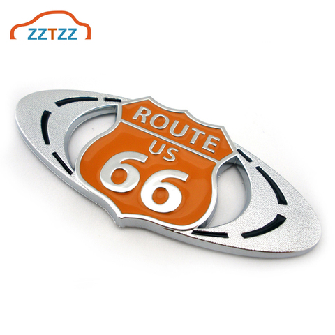 1Pcs 3D Metal ROUTE US 66 Car Side Fender Rear Trunk Emblem Badge