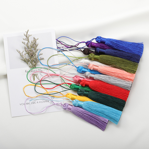 New 10pcs 8cm Polyester Silk Tassel Brush Pendant Earring Charm Satin Tassel DIY Jewelry Making Findings Handmade Craft Supplier ► Photo 1/6