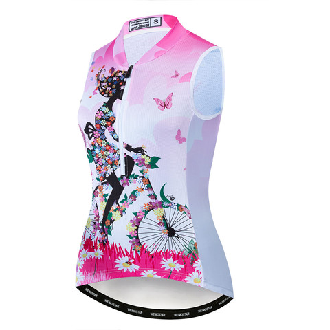 2022 Cycling Jersey women Bike Jersey female road MTB bicycle shirt Sleeveless Half Zipper maillot Ciclismo Girl top pink summer ► Photo 1/6