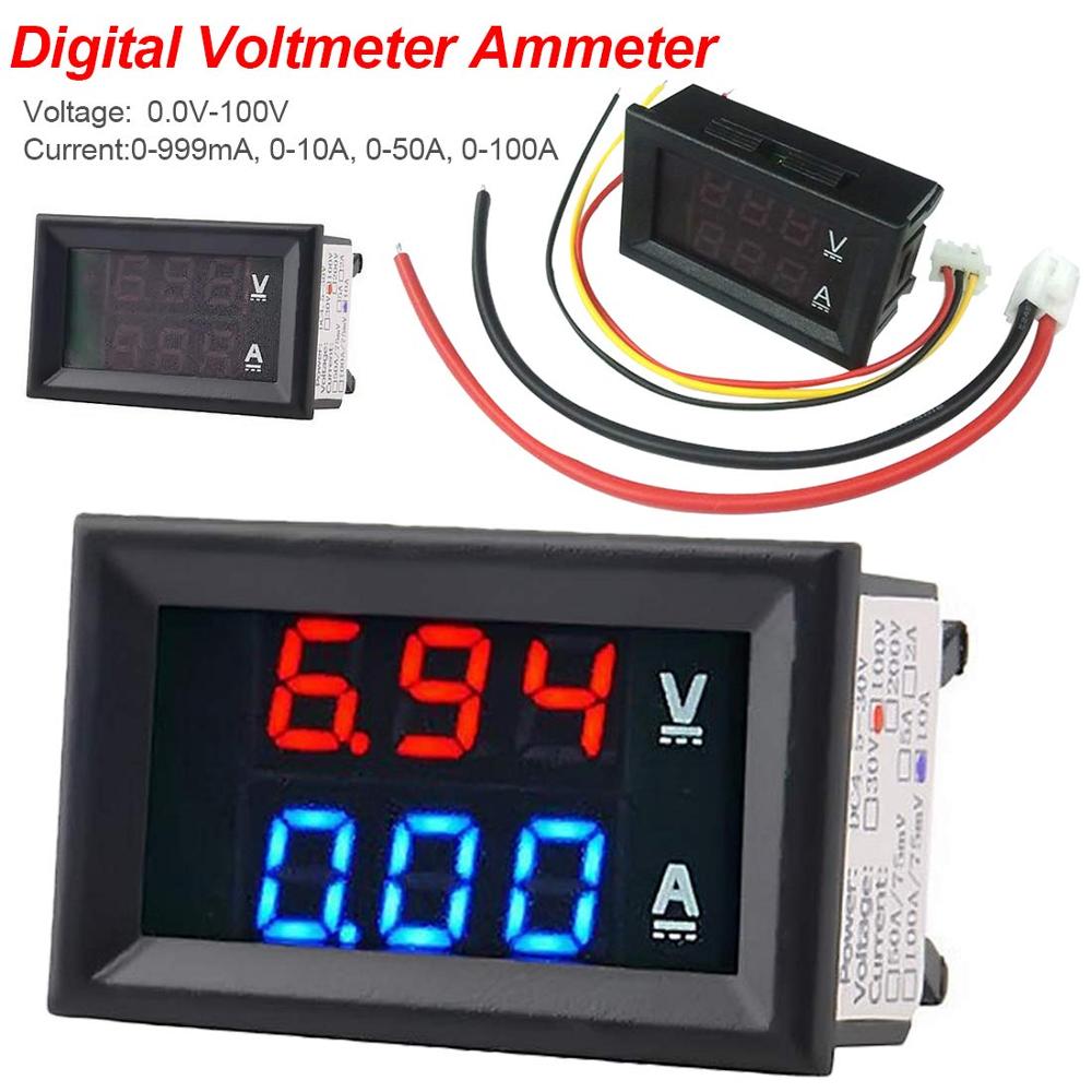 LED Digital Volt Meter DC 0-100V 0-50A Dual LED Ammeter Voltage AMP Power Meter 