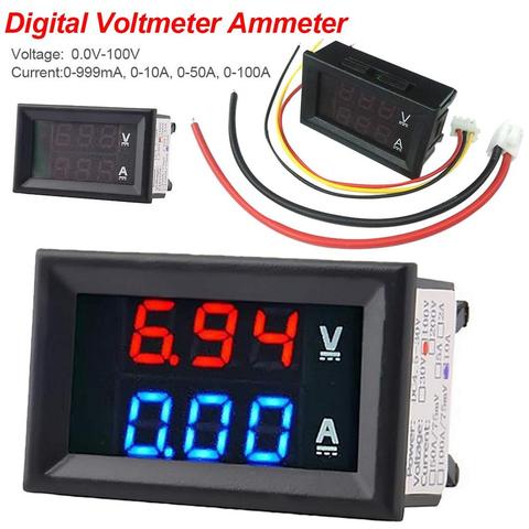 Digital Voltmeter DC 100V 10A Voltmeter Ammeter Blue + Red LED Amp Dual Digital Volt Meter Gauge Electromobile Motorcycle Car ► Photo 1/6