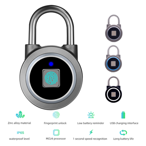 Keyless Electronic Smart Door Lock Wireless Fingerprint Padlock Bluetooth APP Aluminum Alloy Quick Unlock ► Photo 1/6