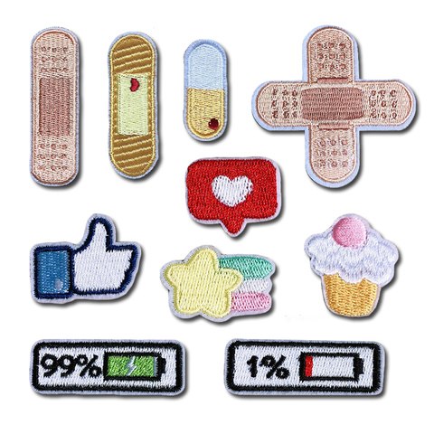 Cute battery power cake band-aid patch cartoon full embroidered children clothes patch decoration shoes and hats patching holes ► Photo 1/5