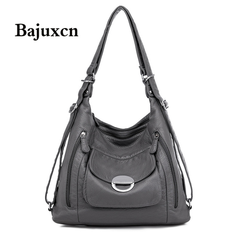 Women's bag large capacity soft PU leather handbag 2022 new Luxury and high quality trend ladies shoulder messenger bag gray ► Photo 1/6