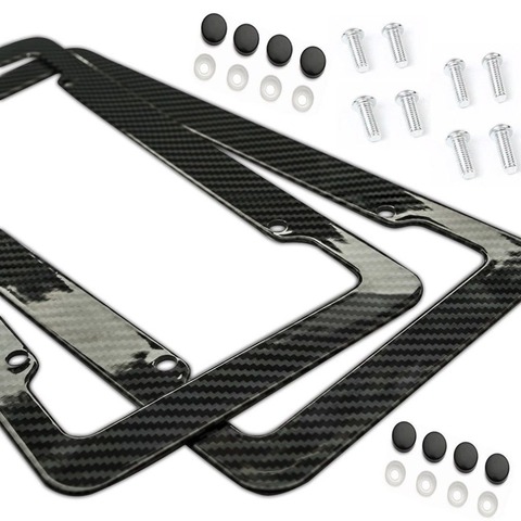 Universal 2pcs License Plate Frame Carbon Fiber Plastic License Plate Frame Bracket with Standard Screw Kits ► Photo 1/6