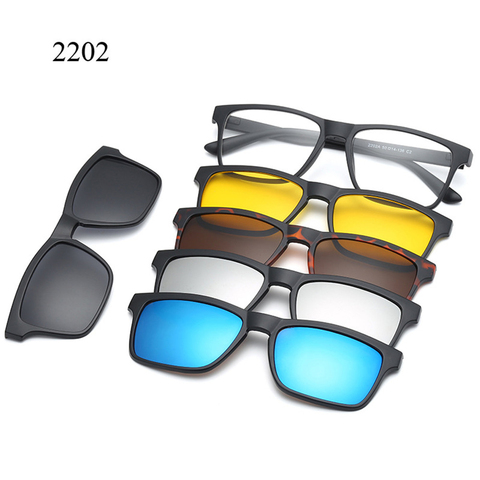 Fashion 5 Lenes Magnet Sunglasses Clip Mirrored Clip on Sunglasses Men Polarized Glasses Clip Custom Prescription Myopia ► Photo 1/6