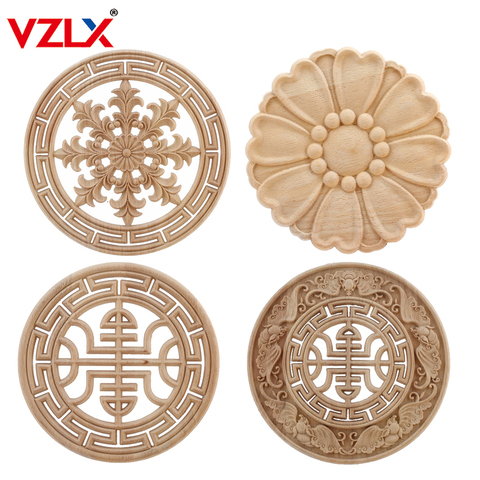 VZLX NEW Wood Applique Onlay Wood Decal Wooden Furniture Doors Walls Corner Home Flower Exquisite Modern Decoration  Mouldings ► Photo 1/6