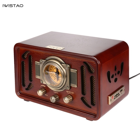 Retro Wooden HIFI Radio AM/FM 2x5W Desktop Speakers Rotary Tuning Support Bluetooth U Disk SD Card Playing ► Photo 1/5