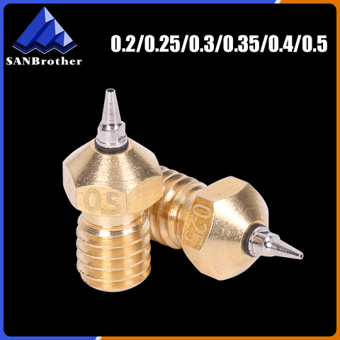 3D Printer Parts M6 V5 V6 Nozzle Airbrush Adapter Set 0.2/0.3/0.4/0.5mm Removable Stainless Steel Tips For E3D V6 Hotend 1.75mm ► Photo 1/6