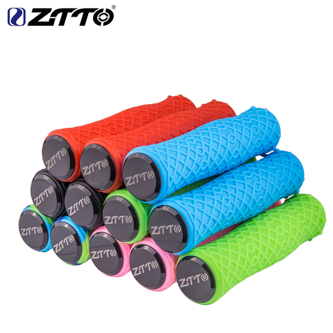 ZTTO 1 Pair Push Bike Pure Silicone Durable Gel Shock Proof Bicycle Grips with Bar end For MTB Mountain Bike Bicycle Parts ► Photo 1/6