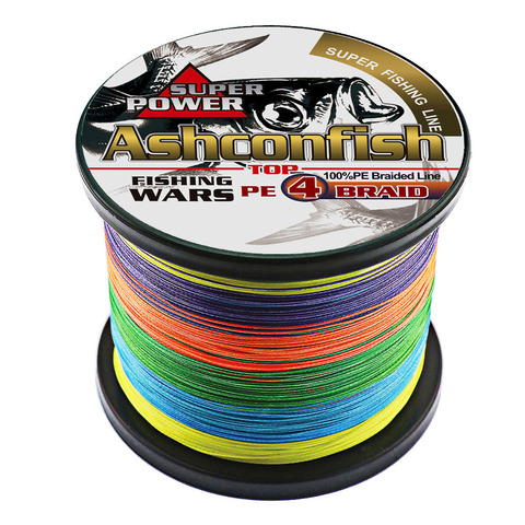 super strong rainbow 500M braided wires 100% pe fiber fishing line spectra multi-color 4 strands 6lb-80LB multifilament line ► Photo 1/6